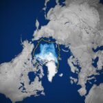 Визуализация на арктическия морски лед през септември 2026 г. по данни на NASA — не е снимка на CRISTAL