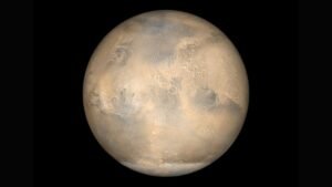 Симулиран изглед към Марс — илюстрация на NASA, не снимка от мисията MMX
