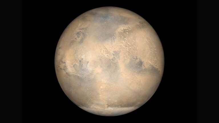 Симулиран изглед към Марс — илюстрация на NASA, не снимка от мисията MMX